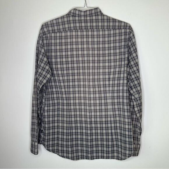 John Varvatos Gray-White Plaid Long Sleeve Button Down Shirt in Size Large - Picture 3 of 5